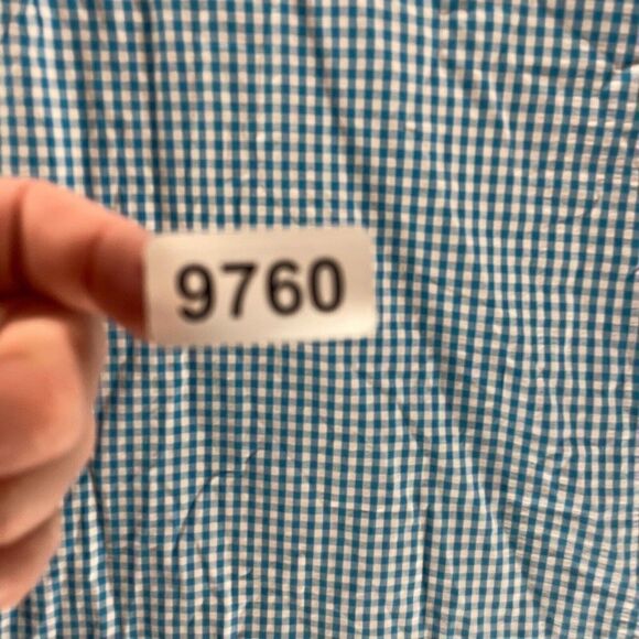 Ralph Lauren Shirt Adult 2XB Blue White Check Cotton Button Up Yellow Pony Logo - Picture 13 of 13